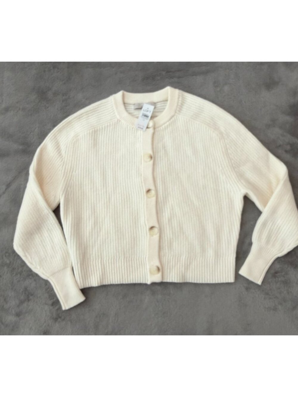 NWT Loft Cream Chunky Sweater Cardigan Womens XS Oversized 2026